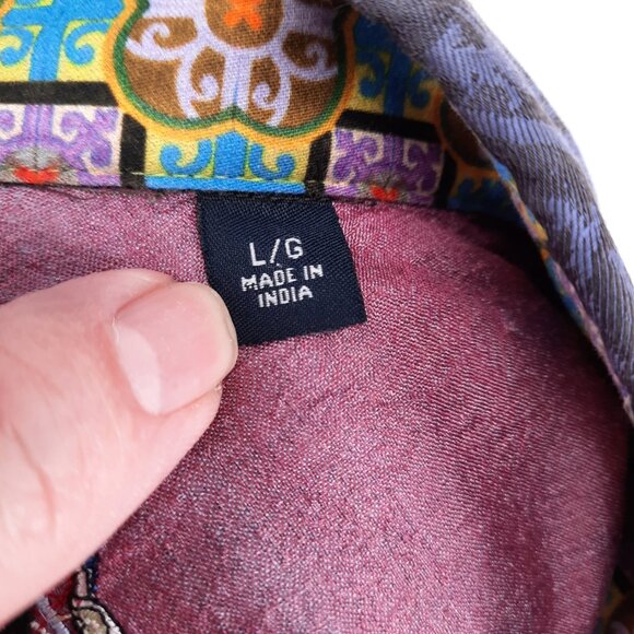 Robert Graham Floral Shirt Men's Size Large Flip Cuffs Embroidered Long Sleeve - Picture 7 of 7